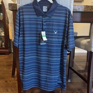 Callaway Men's Blue Striped Polo/Golf Short Sleeve Shirt Size Large